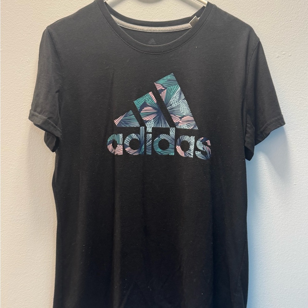 Adidas Black Tee with Vibrant Logo
